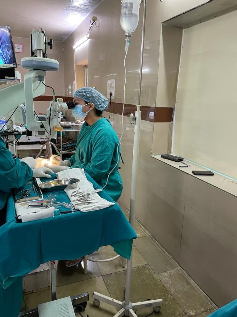 Operating theatre at Pinnacle Healthcare and Eye Clinic during eye surgery